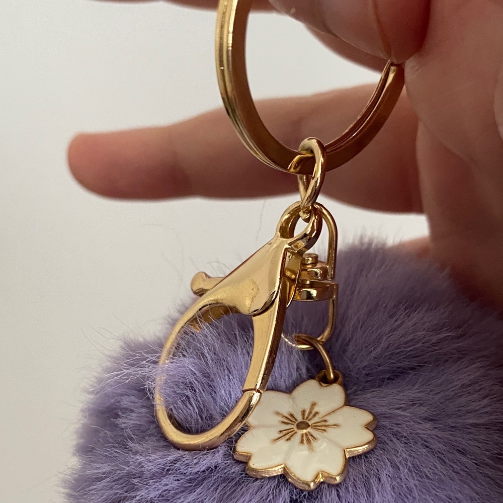 Lavender Fluffy Keychain Accessory View 3